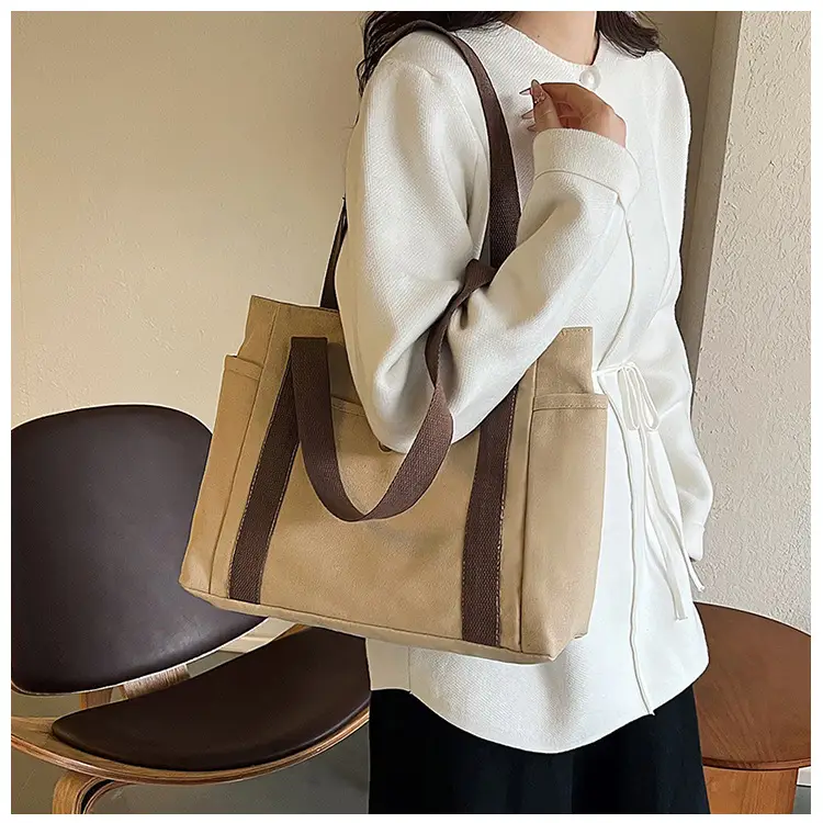 Women's Canvas Shoulder Bag Large Capacity Multi-Pocket — feature 17