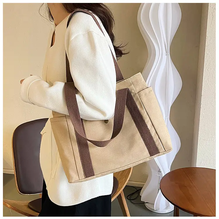 Women's Canvas Shoulder Bag Large Capacity Multi-Pocket — feature 19