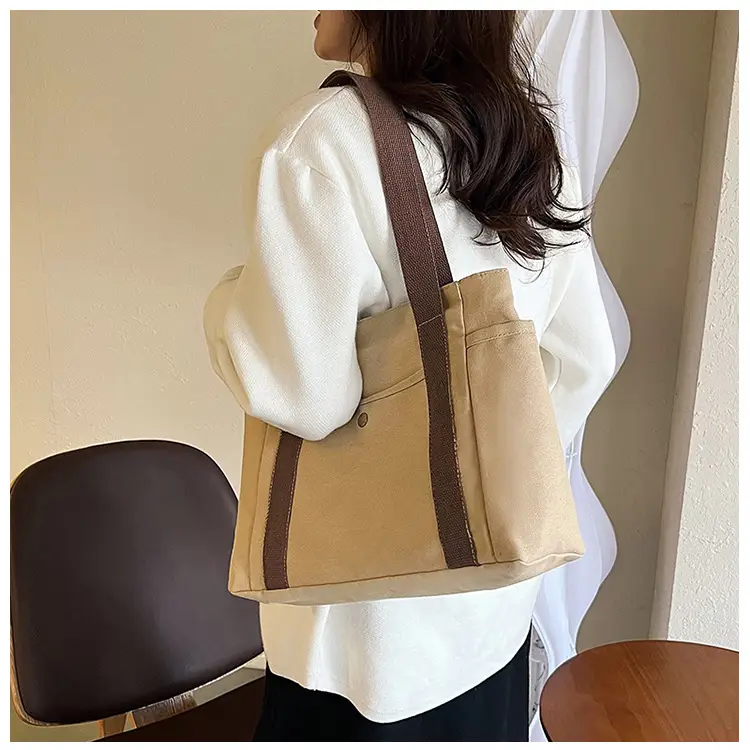 Women's Canvas Shoulder Bag Large Capacity Multi-Pocket — feature 20