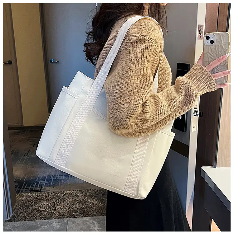 Women's Canvas Shoulder Bag Large Capacity Multi-Pocket — feature 22
