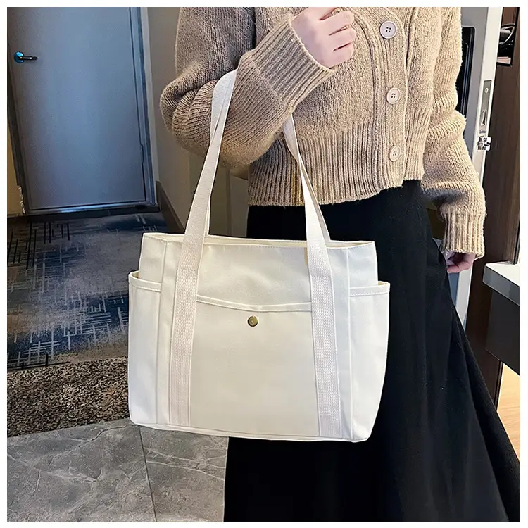 Women's Canvas Shoulder Bag Large Capacity Multi-Pocket — feature 23