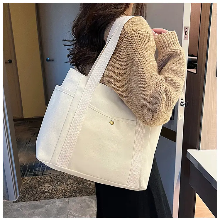 Women's Canvas Shoulder Bag Large Capacity Multi-Pocket — feature 24