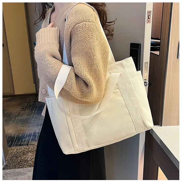 Women's Canvas Shoulder Bag Large Capacity Multi-Pocket — feature 28