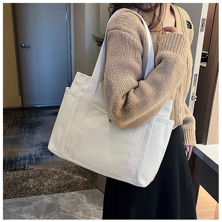 Women's Canvas Shoulder Bag Large Capacity Multi-Pocket — feature 29