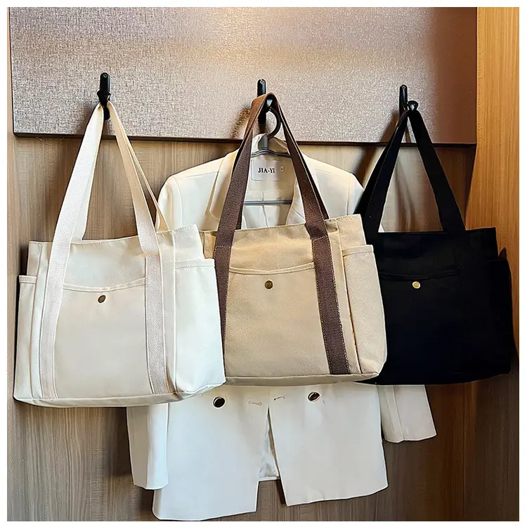 Women's Canvas Shoulder Bag Large Capacity Multi-Pocket — feature 30