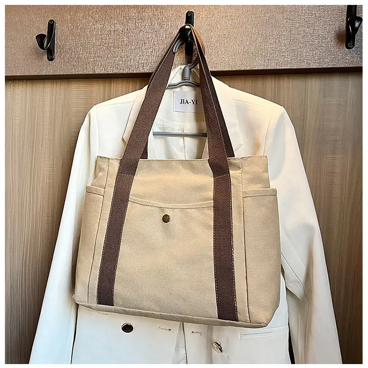 Women's Canvas Shoulder Bag Large Capacity Multi-Pocket — feature 31