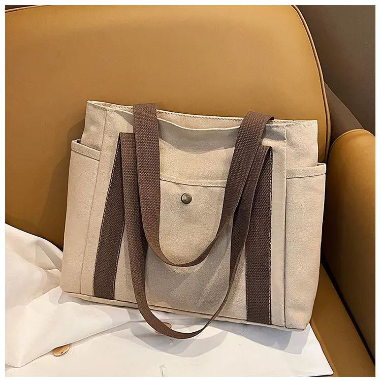 Women's Canvas Shoulder Bag Large Capacity Multi-Pocket — feature 43