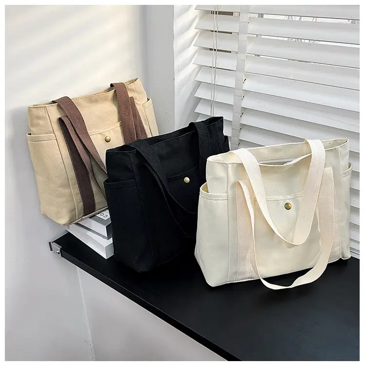 Women's Canvas Shoulder Bag Large Capacity Multi-Pocket — feature 49