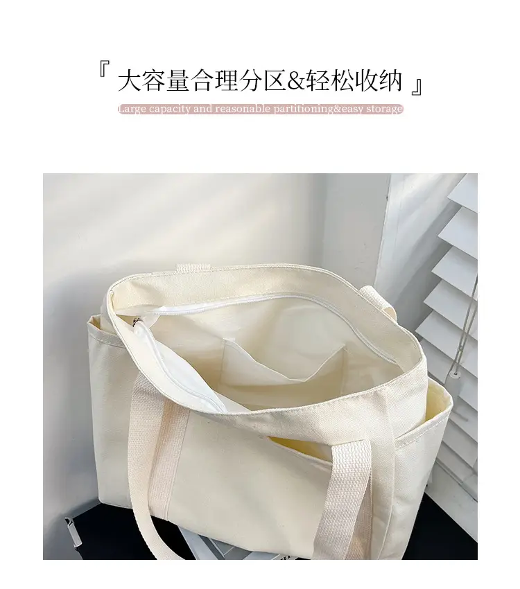 Women's Canvas Shoulder Bag Large Capacity Multi-Pocket — feature 5