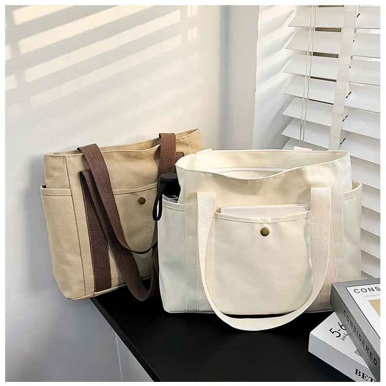 Women's Canvas Shoulder Bag Large Capacity Multi-Pocket — feature 50