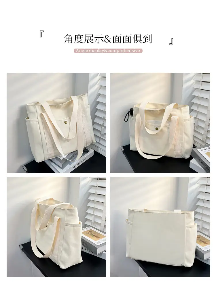 Women's Canvas Shoulder Bag Large Capacity Multi-Pocket — feature 6