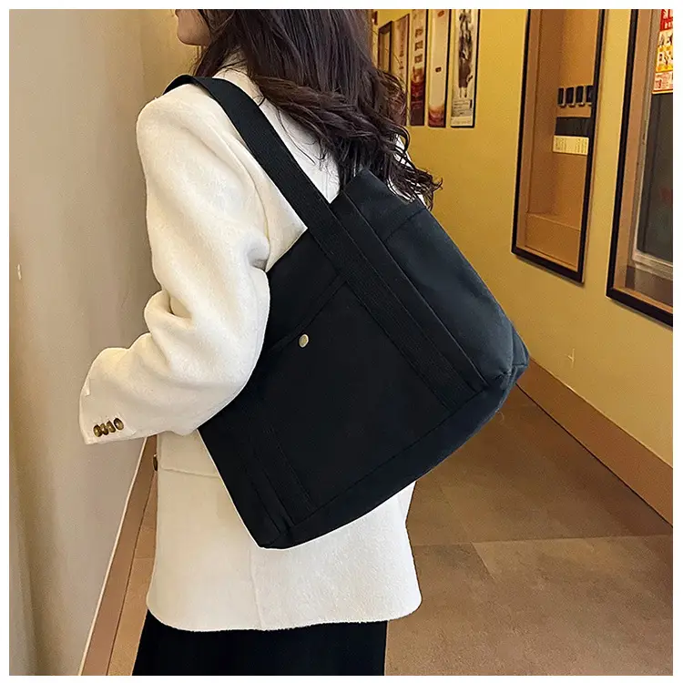 Women's Canvas Shoulder Bag Large Capacity Multi-Pocket — feature 7