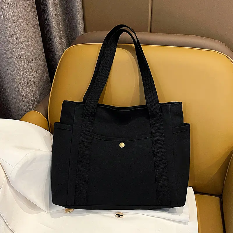 Women's Canvas Shoulder Bag Large Capacity Multi-Pocket - Image 2