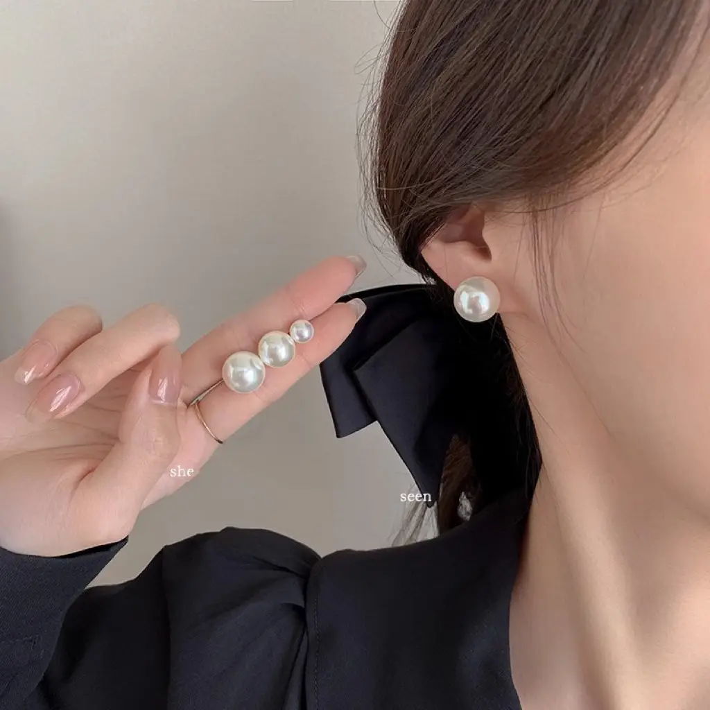 Natural Pearl Earrings High-end 925 Silver Women's Sterling Silver Vintage Mosquito Plate Pearl Ear Clip - Image 33