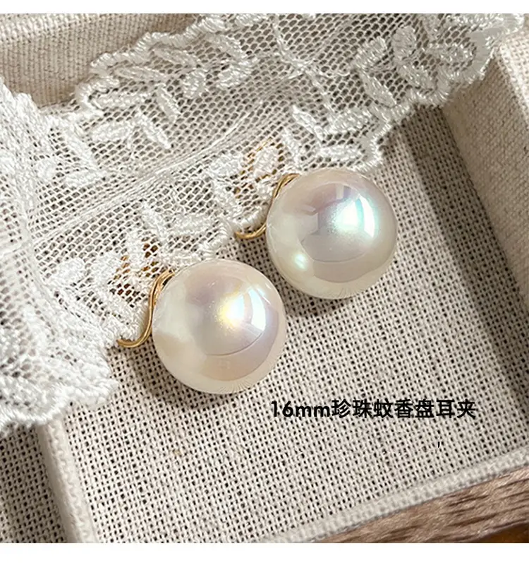 Natural Pearl Earrings High-end 925 Silver Women's Sterling Silver Vintage Mosquito Plate Pearl Ear Clip - Image 25