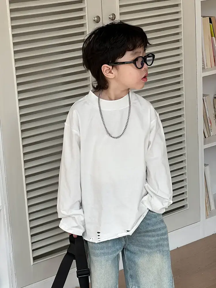 Boys Loose White T-Shirt 2026 Spring Kids Casual Wear - Image 6