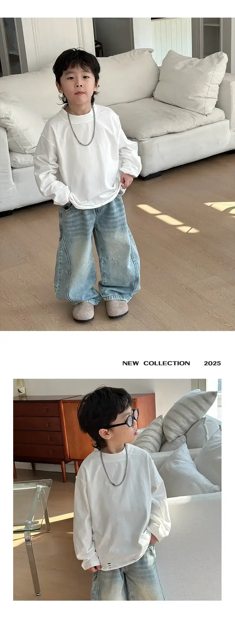 Boys Loose White T-Shirt 2026 Spring Kids Casual Wear — feature 11