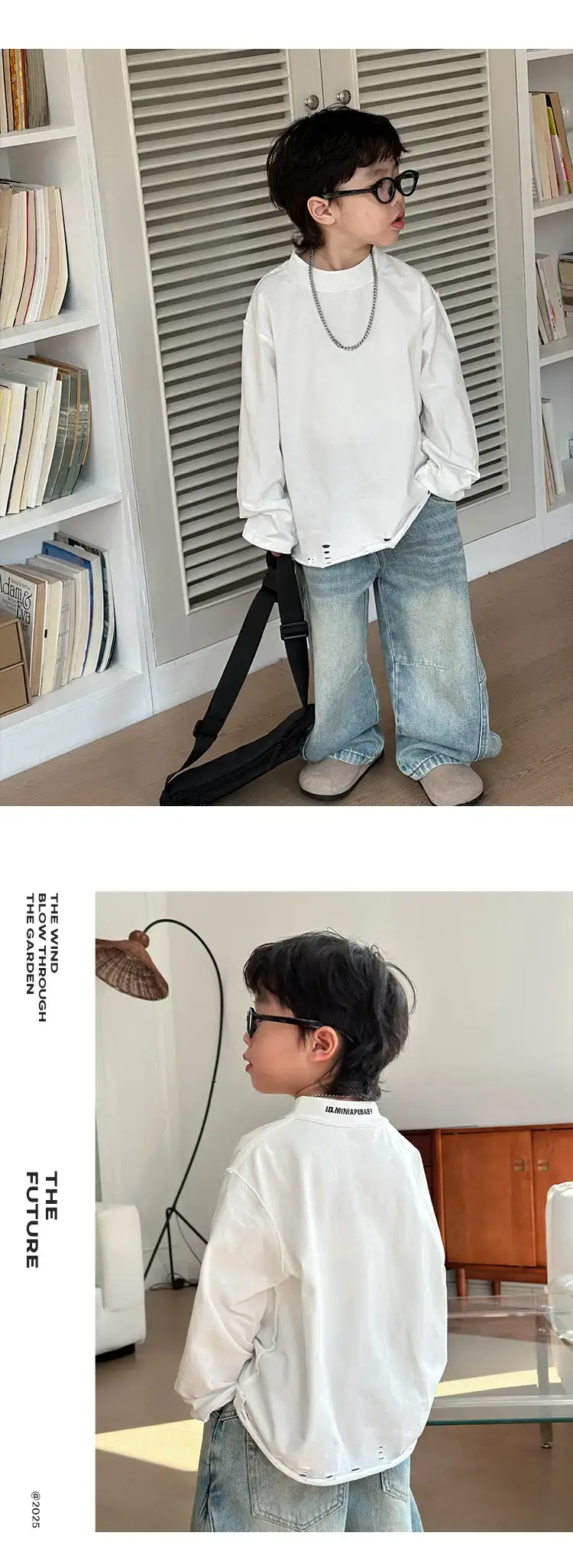 Boys Loose White T-Shirt 2026 Spring Kids Casual Wear — feature 15
