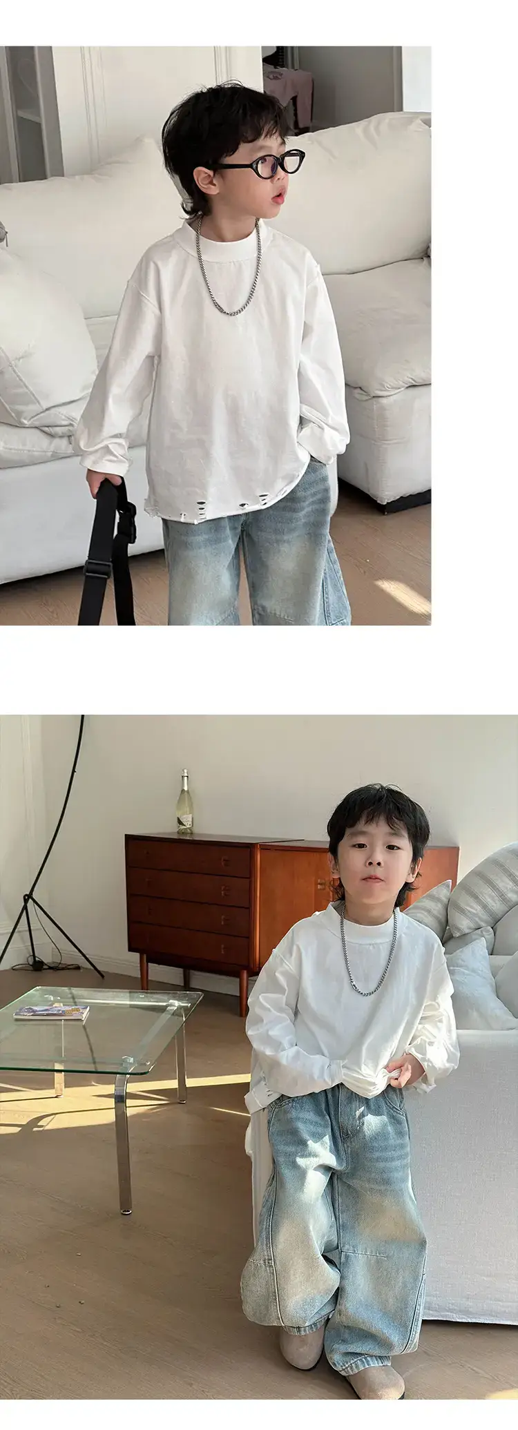 Boys Loose White T-Shirt 2026 Spring Kids Casual Wear — feature 16