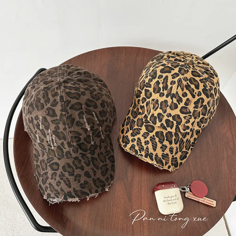 American Retro Leopard Print Distressed Cap - Image 3