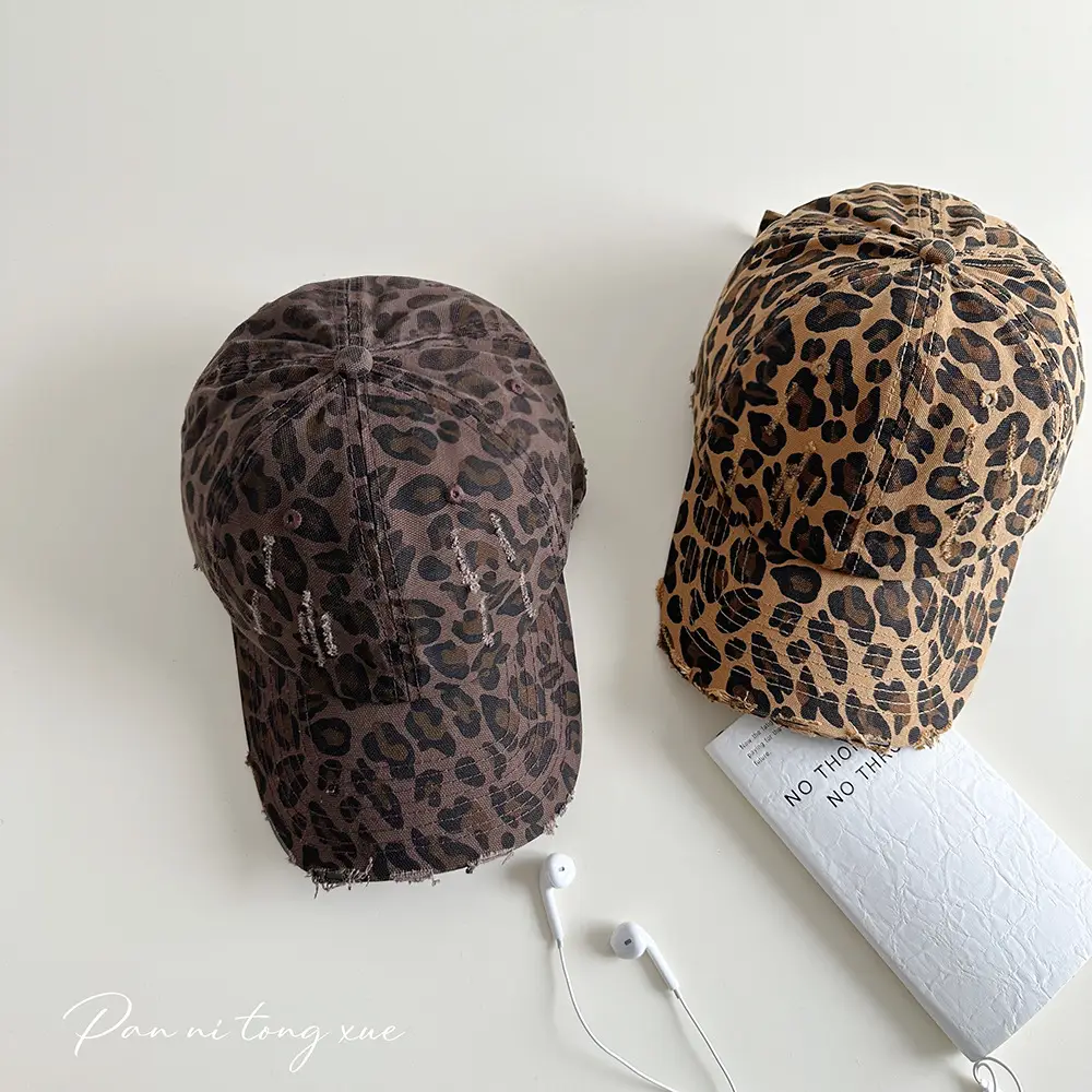 American Retro Leopard Print Distressed Cap - Image 4