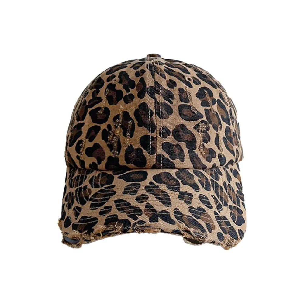 American Retro Leopard Print Distressed Cap - Image 7