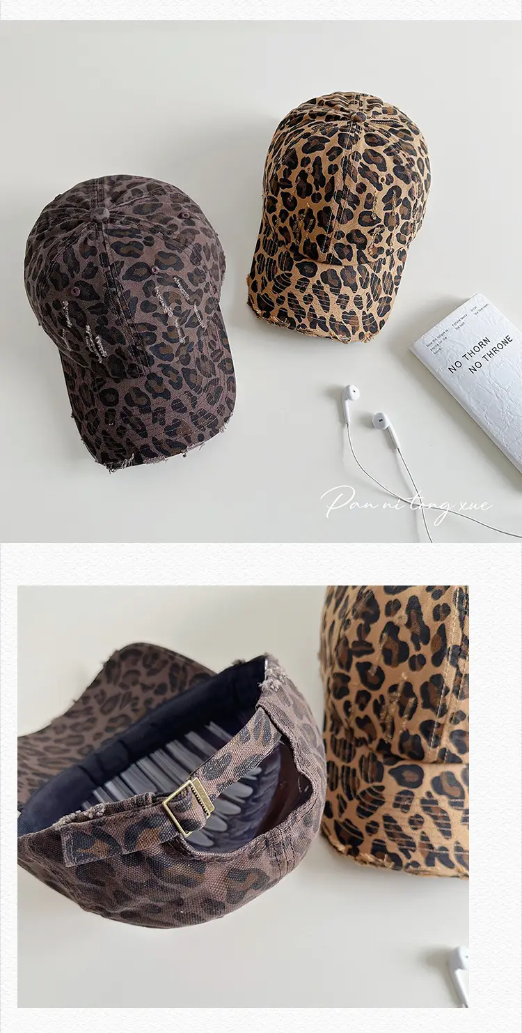 American Retro Leopard Print Distressed Cap — feature 25