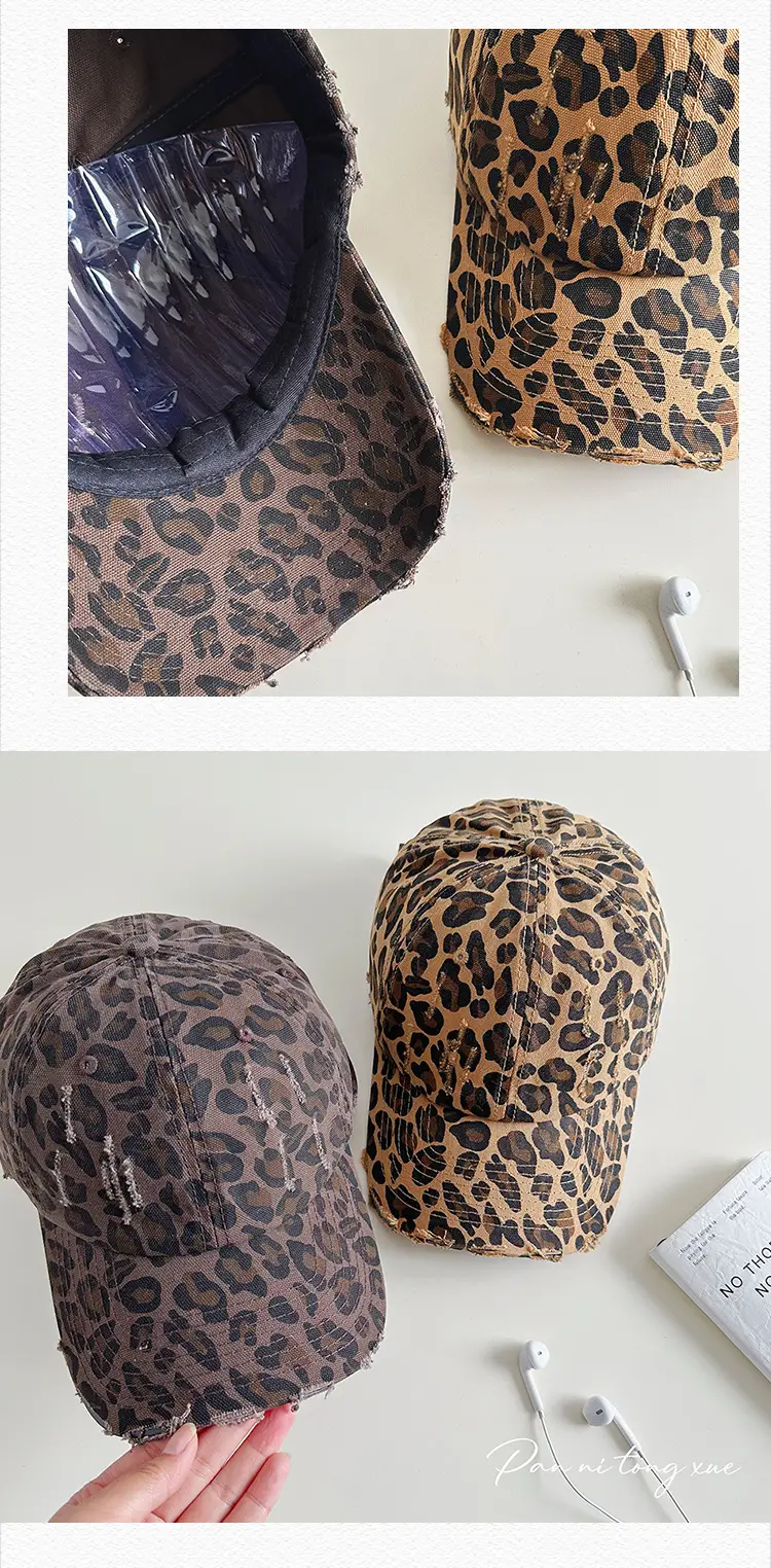 American Retro Leopard Print Distressed Cap — feature 26