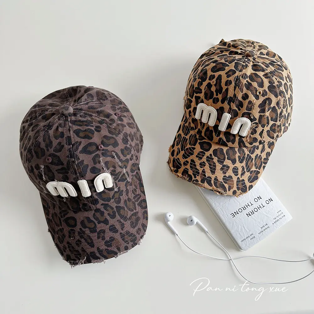2024 New Korean Style Leopard Print Baseball Cap Women Spring Summer Autumn - Image 4