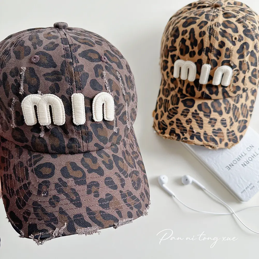 2024 New Korean Style Leopard Print Baseball Cap Women Spring Summer Autumn - Image 5