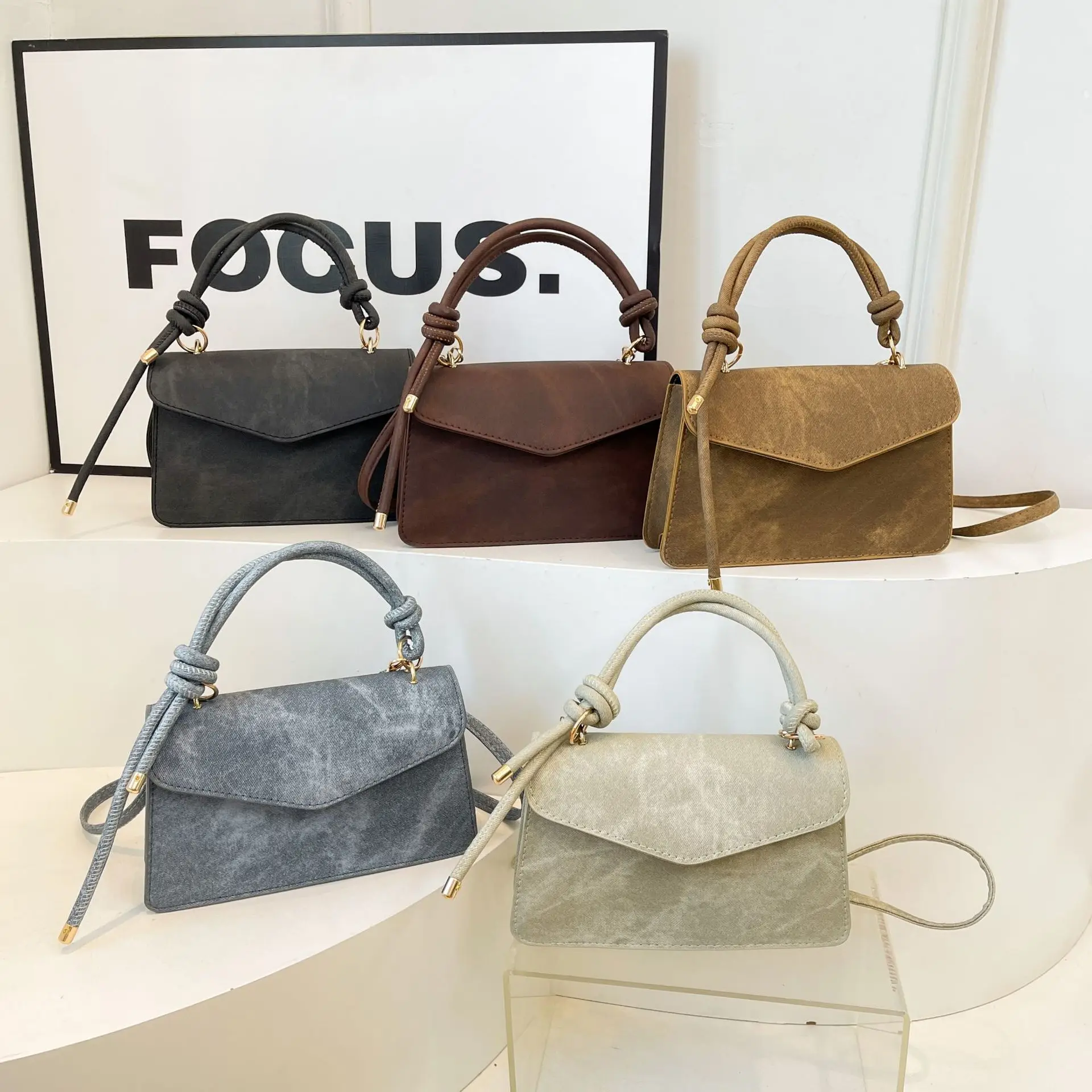 Retro Square Handbag for Women Grey 2025 - Image 9