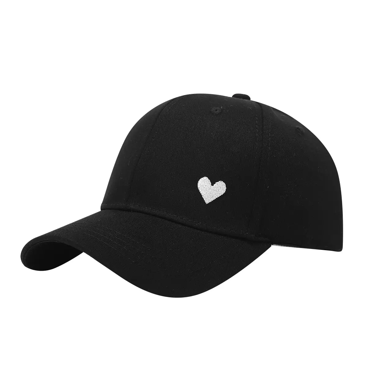 Women White Heart Cap Spring Summer Embroidered