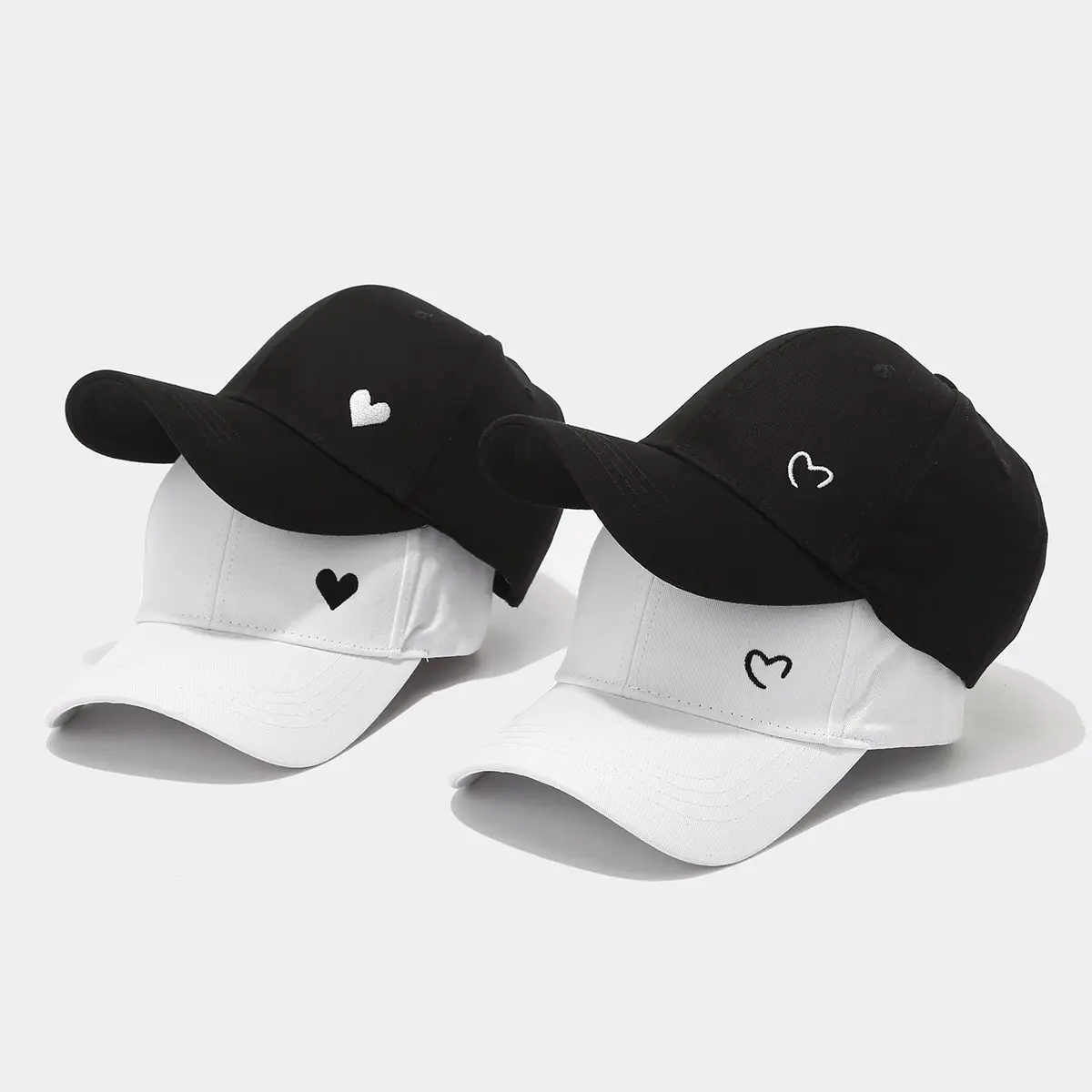 Women White Heart Cap Spring Summer Embroidered — feature 2