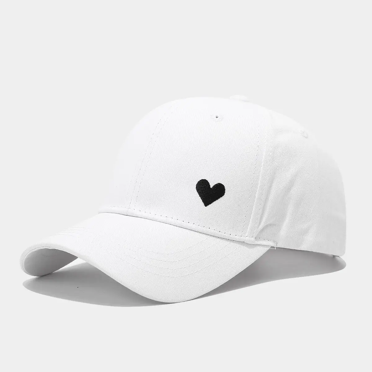 Women White Heart Cap Spring Summer Embroidered