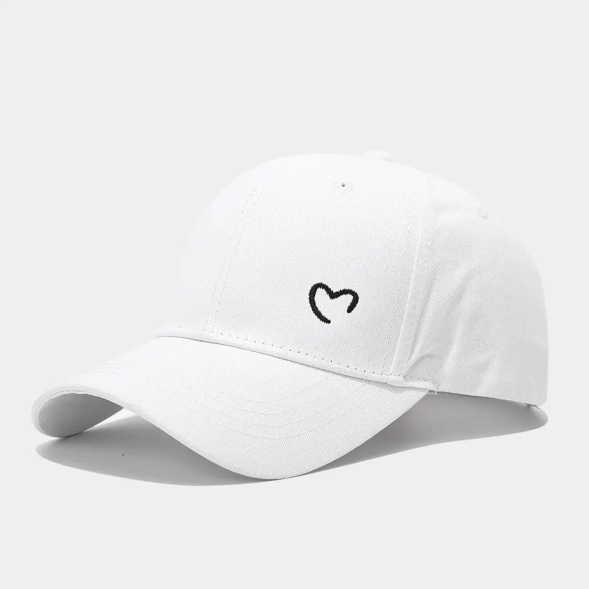 Women White Heart Cap Spring Summer Embroidered