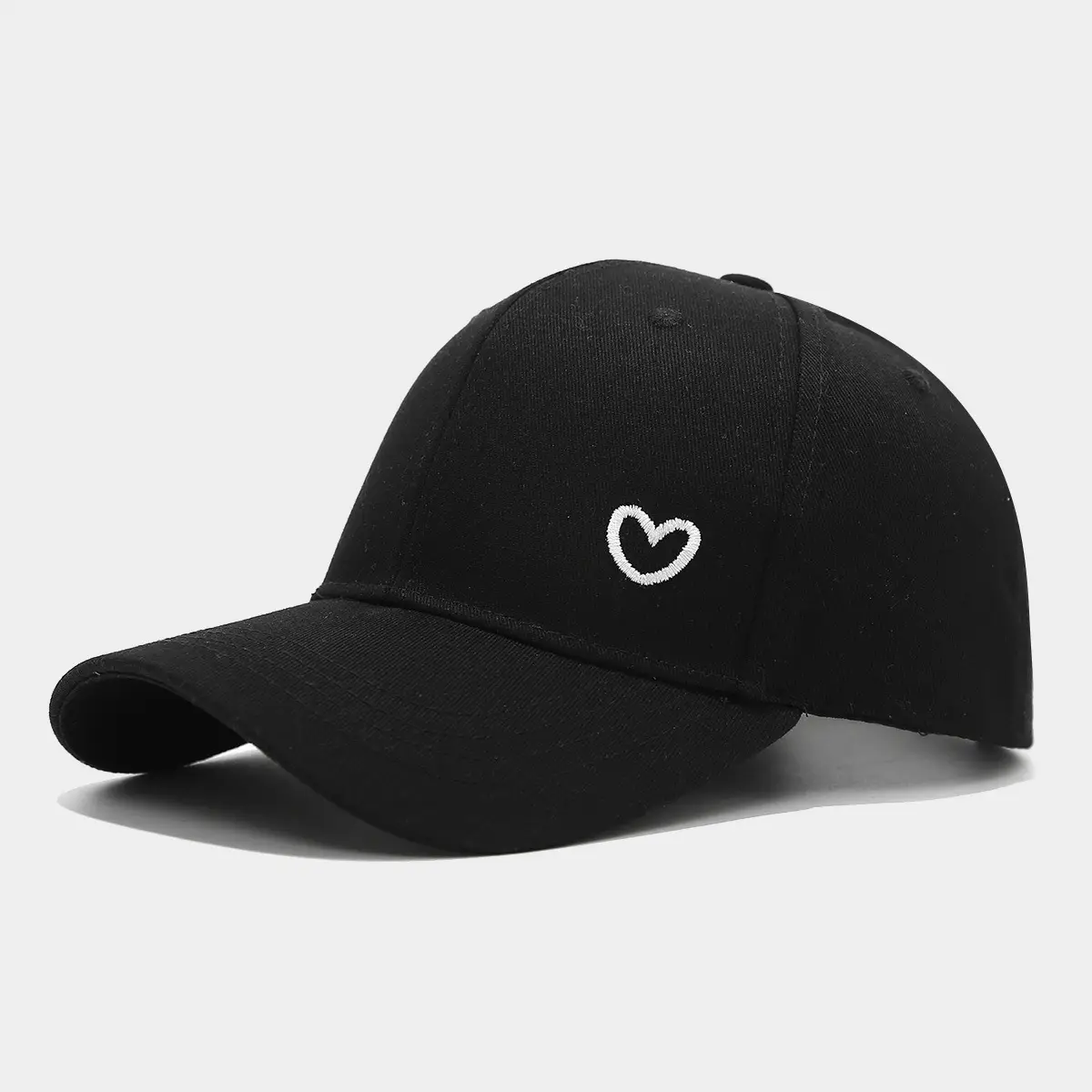 Women White Heart Cap Spring Summer Embroidered