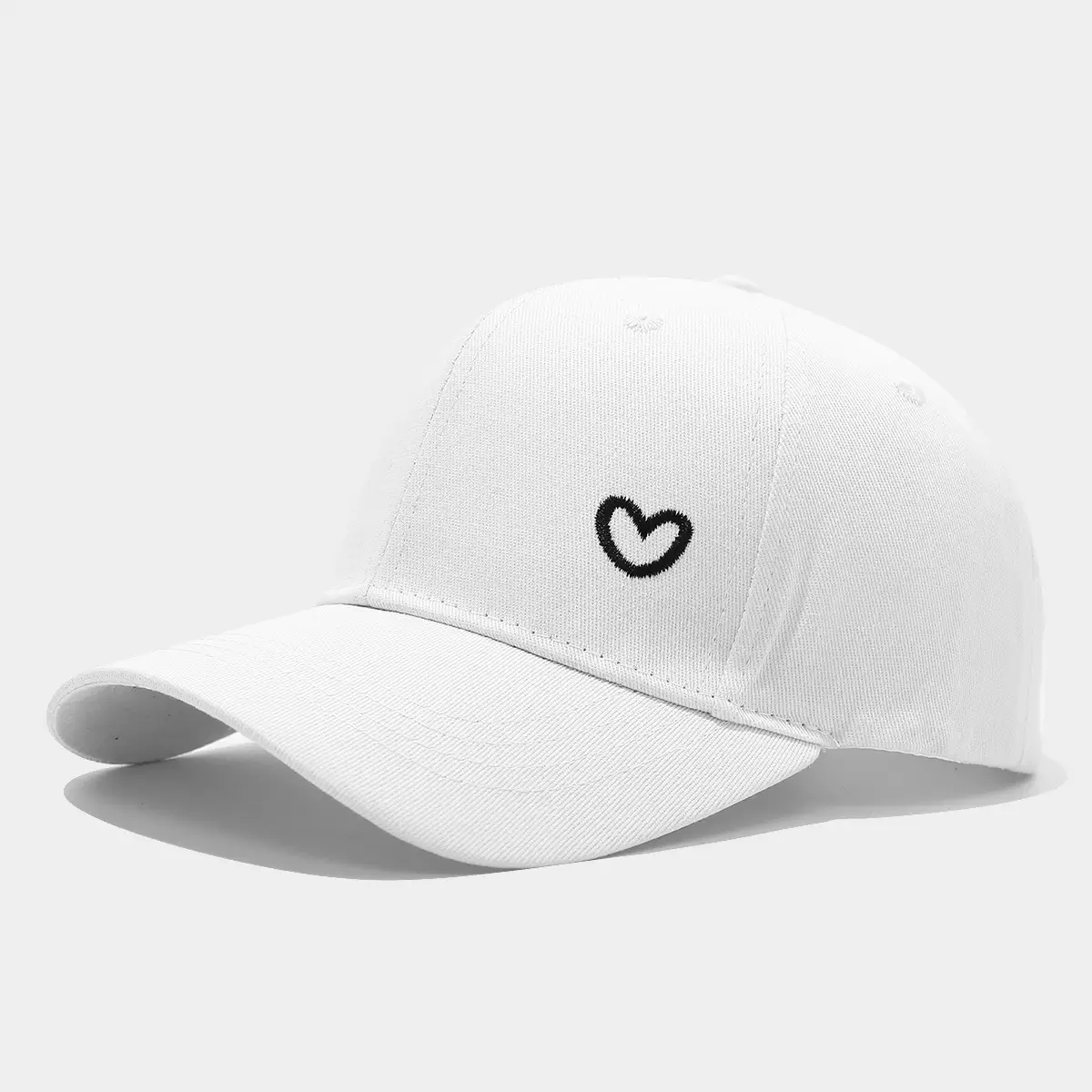 Women White Heart Cap Spring Summer Embroidered
