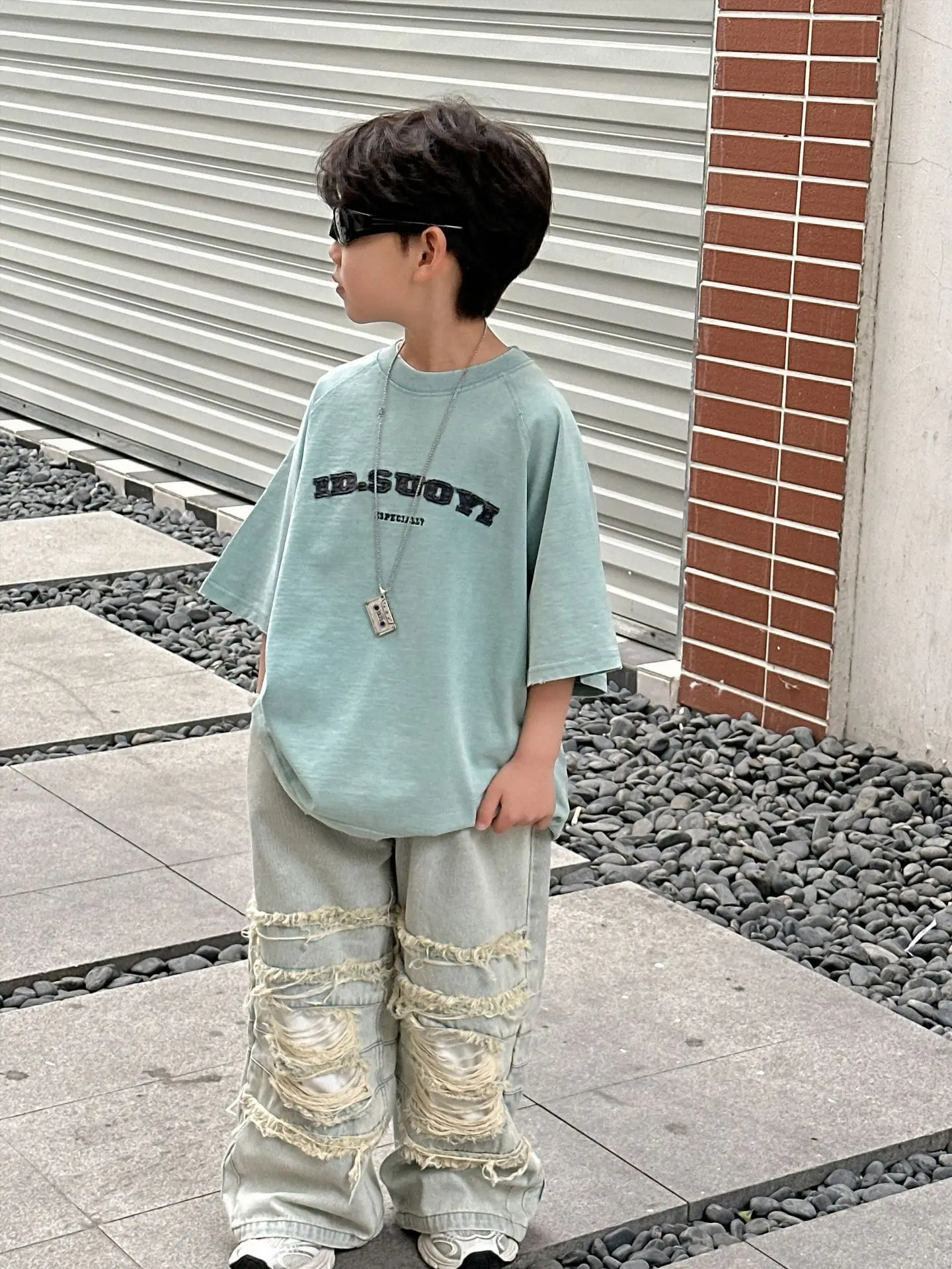 Kids Pure Cotton T-Shirt Light Blue 2025 Summer — feature 2