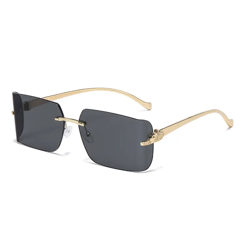 Women's Leopard Head Metal Sunglasses with Curved Sill