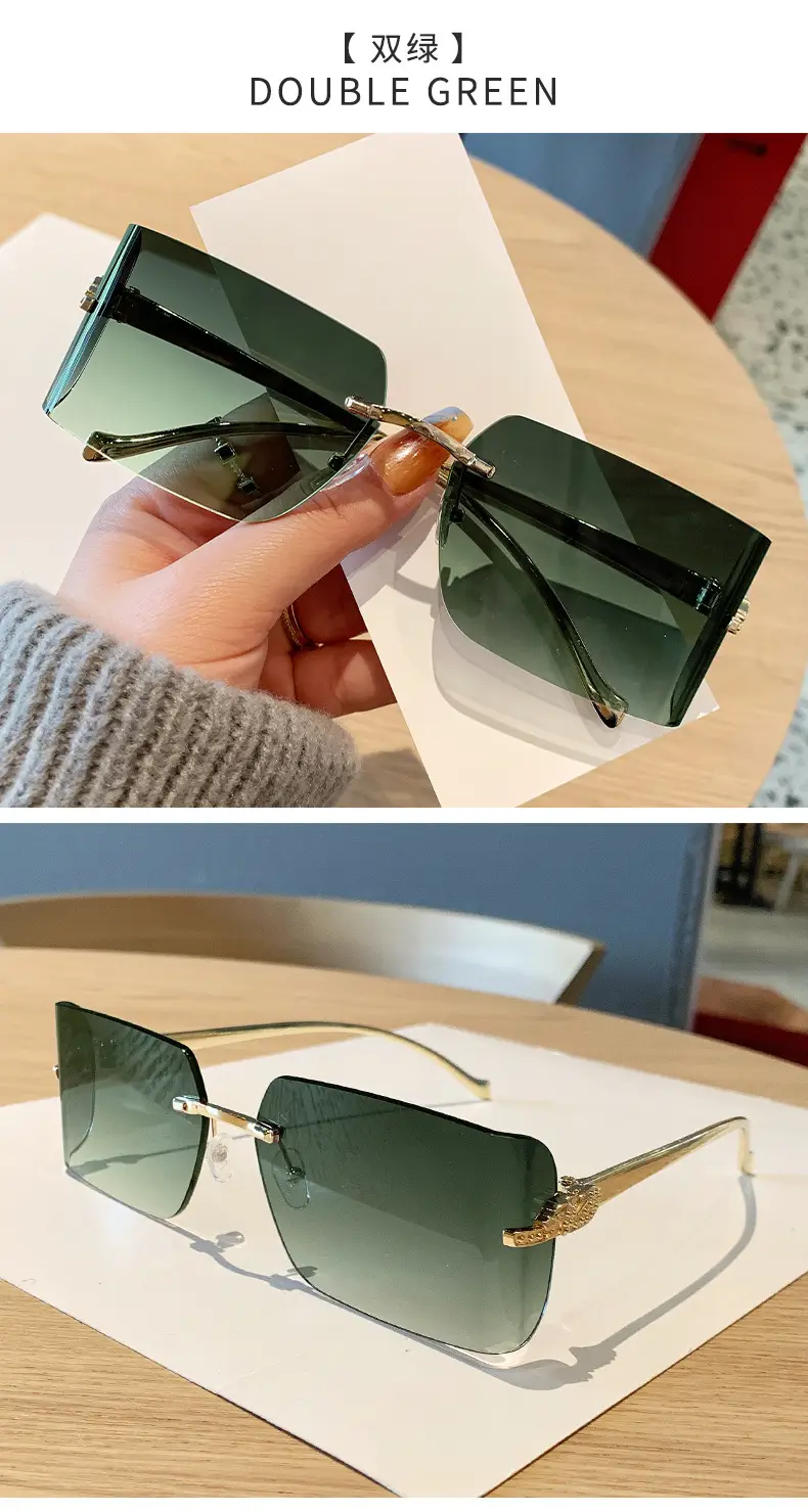 Women's Leopard Head Metal Sunglasses with Curved Sill — feature 10