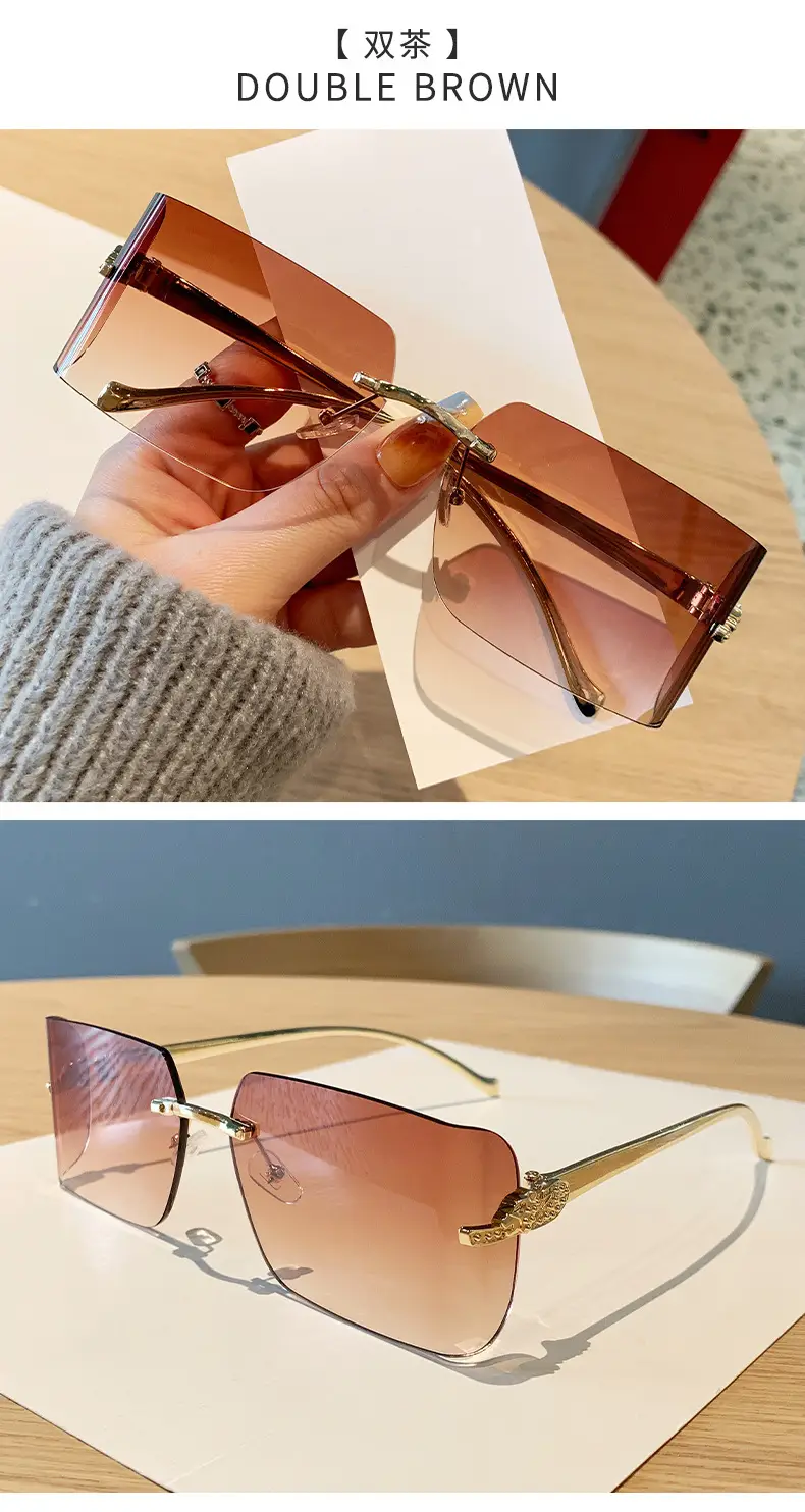 Women's Leopard Head Metal Sunglasses with Curved Sill — feature 11