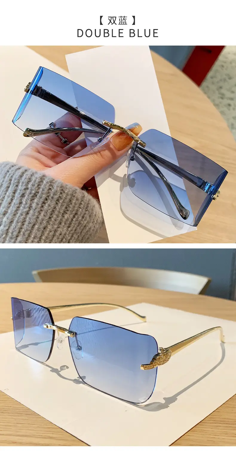 Women's Leopard Head Metal Sunglasses with Curved Sill — feature 12