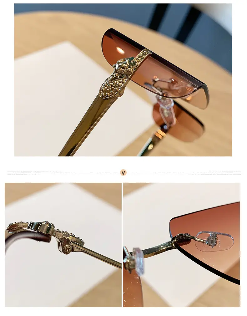 Women's Leopard Head Metal Sunglasses with Curved Sill — feature 4