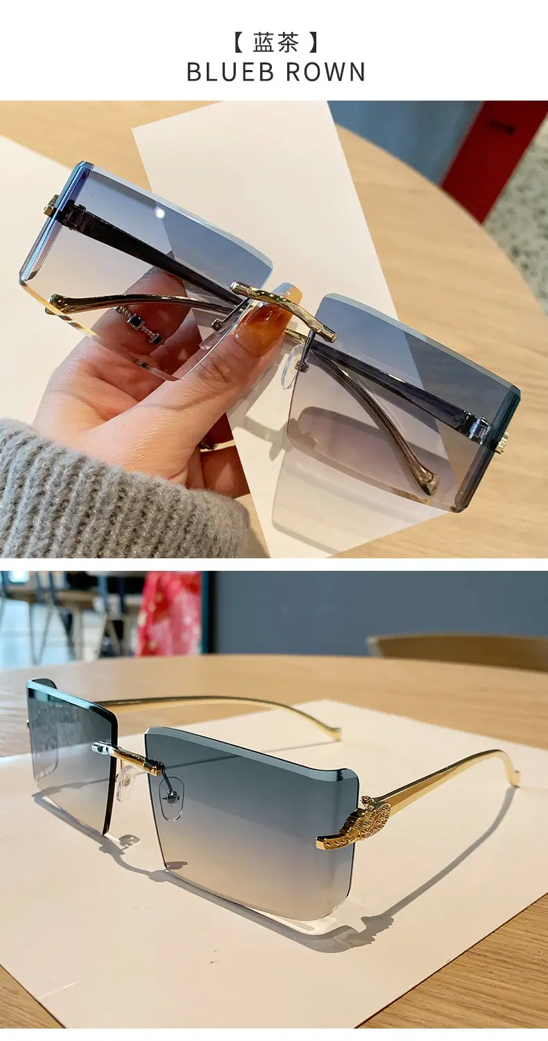 Women's Leopard Head Metal Sunglasses with Curved Sill — feature 9