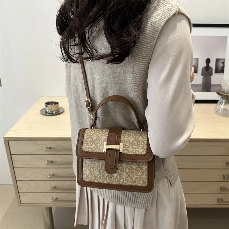 Retro Contrast Shoulder Bag for Women 2025 Spring