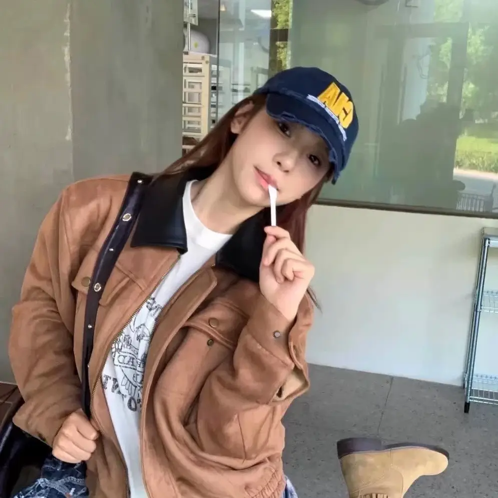 Women's Faux Fur Baseball Cap with Embroidered Design - Image 7