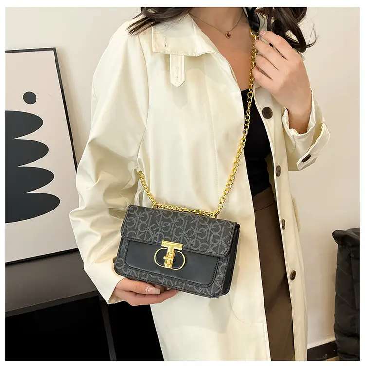 Women Vintage Chain Shoulder Bag Brown Gold 2025 — feature 20