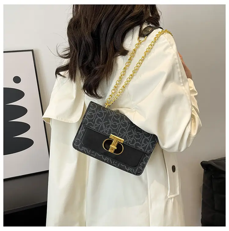 Women Vintage Chain Shoulder Bag Brown Gold 2025 — feature 21