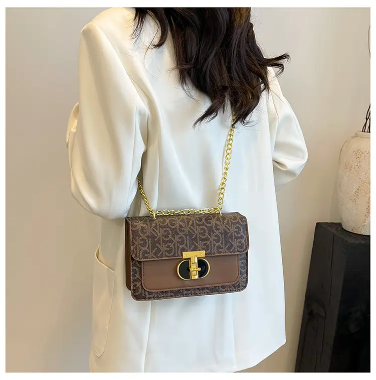 Women Vintage Chain Shoulder Bag Brown Gold 2025 — feature 25