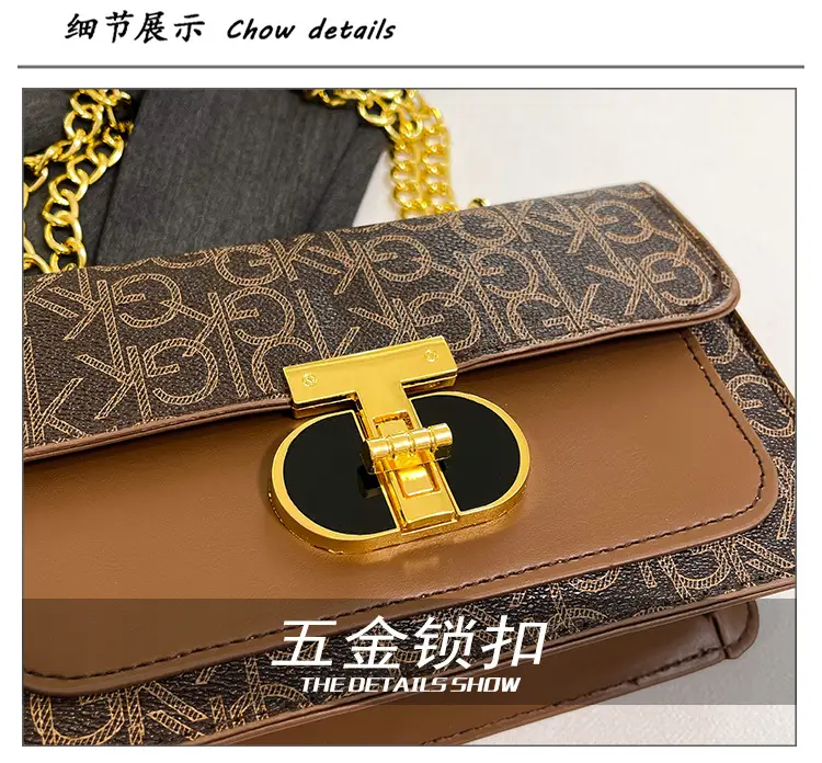 Women Vintage Chain Shoulder Bag Brown Gold 2025 — feature 4